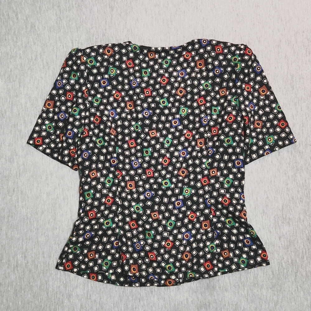 RARE!! Vintage 80's Funky Print Matching Midi Maxi Skirt & Button Up Blouse Set - Picture 9 of 17